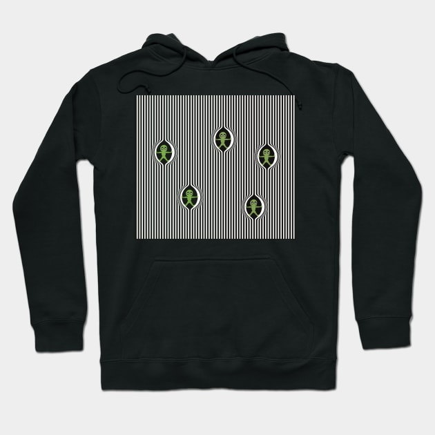 The arrival of small green men out from the striped black and white pattern Hoodie by marina63